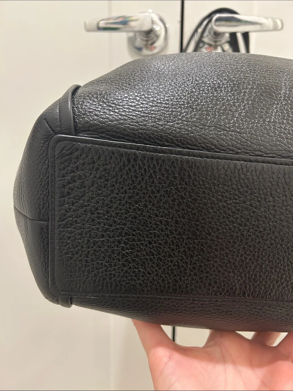 Coach Maya Shoulder Bag in Black Pebbled Leather